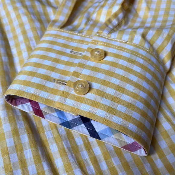 Coogi Classic Button Down L/S Yellow Check Shirt Size L 16.5 34/35 - Picture 5 of 8